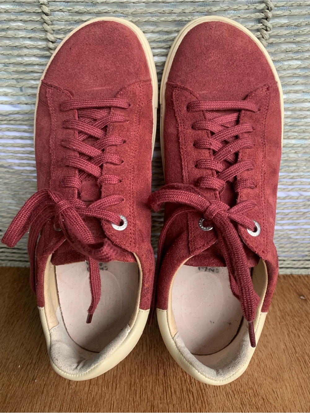 Birkenstock Women's Bend Low Suede Sneakers in Zinfandel with Cream Heel